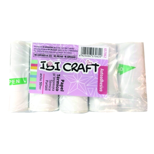 PAPEL P/IMPRESORA IBICAFT AUTOADH. x 5 BLANCO 3mts