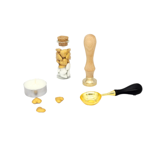 SET DE LACRE (MANGO C/CUÑO/CUCHARA/VELA//PERLAS)