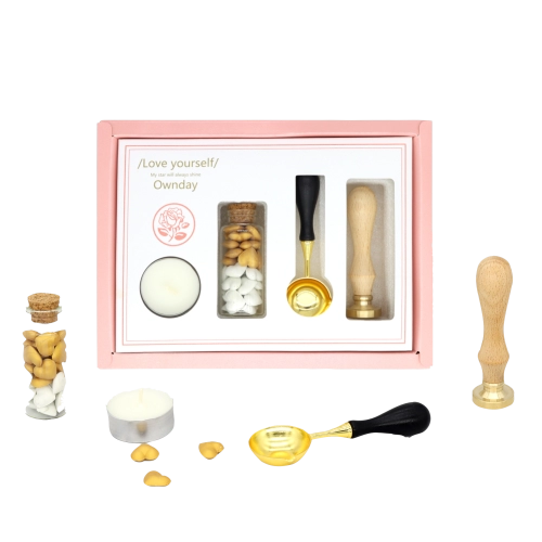 SET DE LACRE (MANGO C/CUÑO/CUCHARA/VELA//PERLAS)