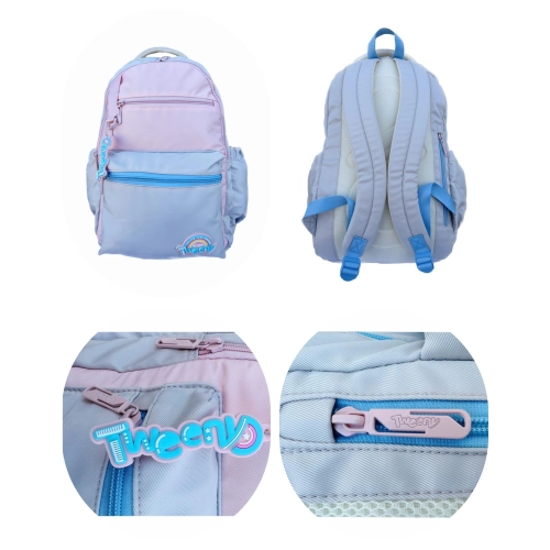 MOCHILA TWEENY POLYESTER 18¨ BICOLOR ROSA TIZA