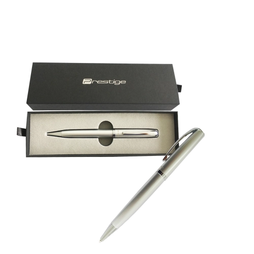 BOLIGRAFO PRESTIGE METALICO PLATA EN ESTUCHE